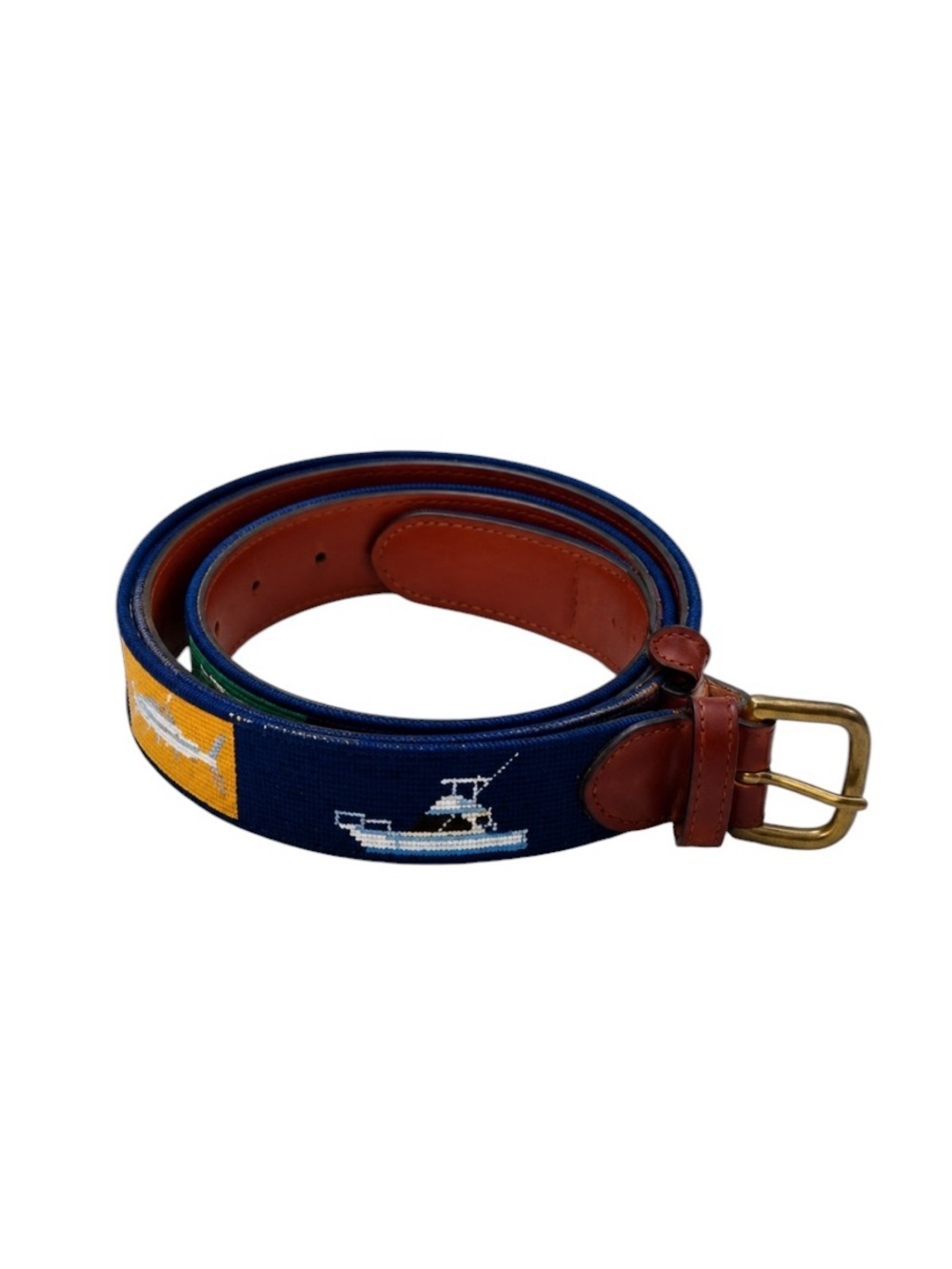 Smathers And Branson Sportfishing Needlepoint Belt - Navy 40
